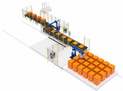 Роботизированный комплекс по паллетированию кирпичей после отжига с промышленными роботами RP32-180